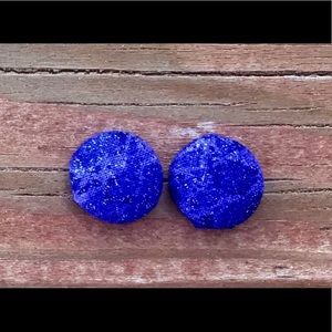Purple Sparkle Fabric Button Earrings